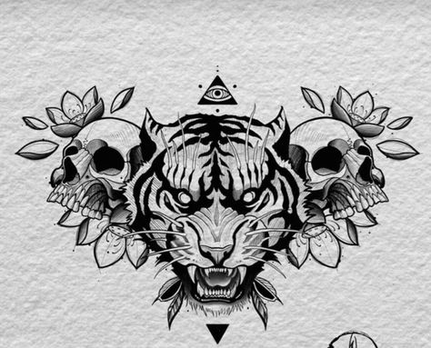 Animal Chest Piece Tattoo, Full Chest Tattoo Design, Cool Chest Tattoos Men, Neotraditional Chest Tattoo, Chest Tattoos Men's Ideas, Chest Tattoos Men, Tiger Chest Tattoo, Chest Tattoo Drawings, Full Chest Tattoos