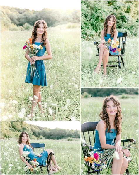 Senior Pics Holding Flowers, Senior Pictures In Flower Garden, Late Summer Senior Pictures, Senior Photos Holding Flowers, Senior Picture Flower Bouquet, Senior Picture Flowers, Pictures In A Field, Senior Pics With Flowers, Senior Pictures Flowers