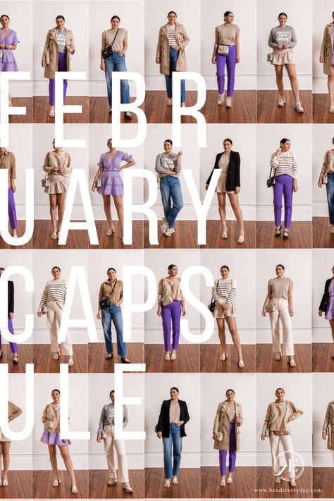 February Capsule remixing light hues of beige, purple, white, and blue. Light Purple Shirt Outfit, Open Shirt Outfit, Purple Shirt Outfit, Purple Shirt Outfits, Madewell Wide Leg Jeans, Capsule Wardrobe 2023, Light Purple Shirt, Oversized Poplin Shirt, Kendi Everyday