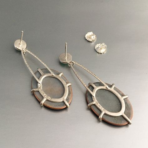 Ceramic And Silver Jewelry, Silversmith Earrings, Metalsmith Jewelry, Texture Jewelry, Art Jewelry Earrings, Modern Silver Jewelry, Bezel Jewelry, Silversmith Jewellery, Contemporary Jewelry Design