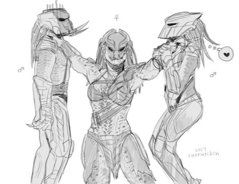 Female Yautja, Predator Artwork, Predator Alien Art, Predator Movie, Alien Artwork, Arte Peculiar, Arte Alien, Alien Vs Predator, Cartoon Sketches