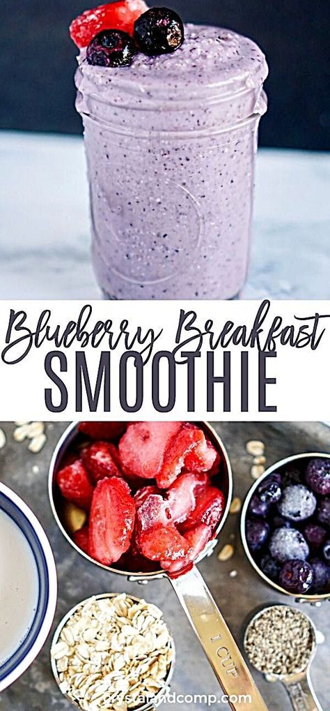 Oat Fruit Smoothie, Breakfast Smoothie Recipes With Oats, Blueberry And Oats Smoothie, Oat And Fruit Smoothie, Blueberry Oat Smoothie Recipes, Blueberry Oat Smoothie, Breakfast Smoothie With Oats, Frozen Blueberry Smoothie Recipe, Smoothie Recipes With Oats