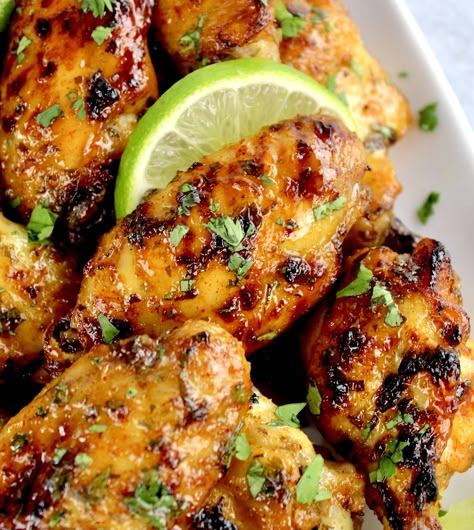 Cilantro Lime Chicken Skewers, Tequila Lime Chicken Wings Air Fryer, Cilantro Lime Wings, Honey Lime Chicken Wings, Cilantro Wings, Mexican Chicken Wings Recipes, Lime Chicken Wings, Elote Chicken Wings, Lime Wings