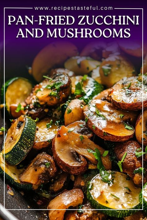 This quick and delicious side dish features tender zucchini and golden-brown mushrooms sautéed with garlic and herbs. Perfect for complementing any meal! Zucchini And Mushroom, Mushroom Zucchini Recipe, Zucchini And Mushrooms, Side Dish For Dinner, Pan Fried Zucchini, Mushroom Fried Rice, Lunch Sides, Fried Zucchini, Vegetarian Italian