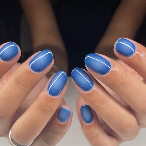 Feels so magical✨✨ aura nails>> #nails #gelx #nailsofinstagram #nailtech #nailsnailsnails #nailart #nailaddict #naildesigns #nailporn #nailjunkie #nailartist #nailinspo #nailideas #vancouver #trend #aura #auranails Navy Aura Nails, Blue Nails Acrylic Almond, Aura Nails Blue, Aura Chrome Nails, Cute Blue Nails, Blue Aura Nails, Cutesy Nails, White Aura, Aura Nails