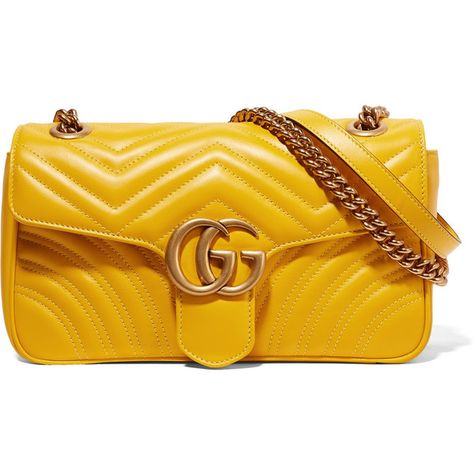 Gucci GG Marmont small quilted leather shoulder bag ($1,485) ❤ liked on Polyvore featuring bags, handbags, shoulder bags, gucci, quilted handbags, chain strap shoulder bag, quilted chain strap shoulder bag, quilted chain shoulder bag and yellow shoulder bag Yellow Shoulder Bag, Yellow Purses, Gucci Purse, Bags Gucci, Yellow Handbag, Quilted Purses, Quilted Handbags, Gucci Gg Marmont, Gucci Shoulder Bag