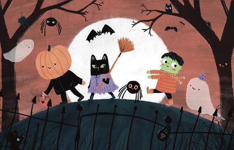 undefined Halloween Party Illustration, Double Double Toil And Trouble, Halloween Art Projects, Kid Book, Halloween Wallpaper Cute, Toil And Trouble, Autumn Illustration, Book Illustration Art, Fairytale Illustration