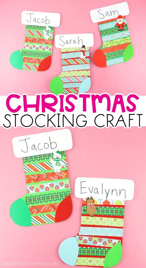 No Prep Christmas Crafts For Kids, Christmas Stocking Craft Preschool, Christmas Stocking Crafts For Kids, Stocking Crafts For Kids, Christmas Crafts For Toddlers Easy, Christmas Stocking Art, Christmas Crafts For Preschool, Christmas Crafts Preschool, Christmas Stocking Craft