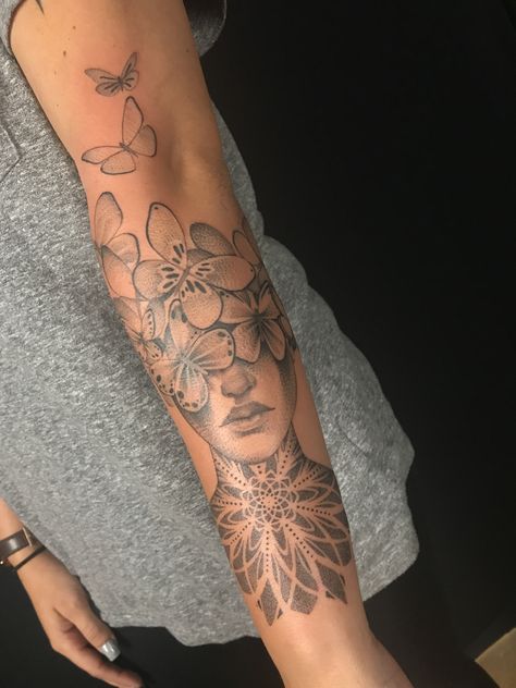 Butterfly woman beautiful mind sacred geometry tattoo Sacred Geometry Flower Tattoo, Flower Of Life Arm Tattoo, Sacred Geometry Butterfly Tattoo, Sacred Geometry Tattoo Women, Sacred Feminine Tattoo, Sacred Geometry Sleeve, Time Heals Tattoo, Lucy Tattoo, Arm Sleeve Ideas