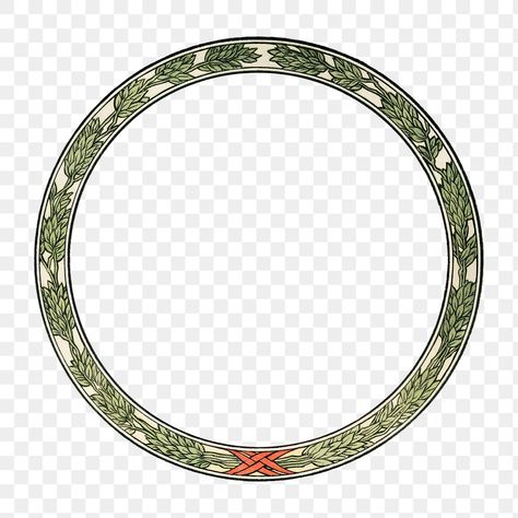 Circular Border Design, Circle Frames, Round Frame, Border Design, Vintage Frames, Transparent Background, Art Nouveau, Green, Frame