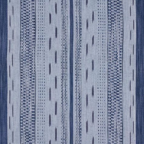 Mirza Ikat Stripe - Indigo On Chambray Fabrics | Schumacher Ikat Stripe, Indigo Ikat, Waverly Fabric, Deck Boxes, Schumacher Fabric, Chambray Fabric, Linen Yarn, Lee Jofa, Stripe Fabric