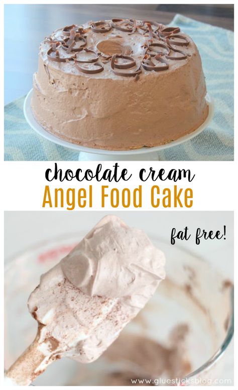 Angel Food Cake Recipes Chocolate, Angel Food Cake With Chocolate Frosting, Chocolate Angel Food Cake Mix Recipes, Angel Food Ice Cream Cake, Easter Angel Food Cake, Low Fat Cake Recipes, Angel Food Cake Glaze, Fat Free Cake Recipes, Fat Free Cake