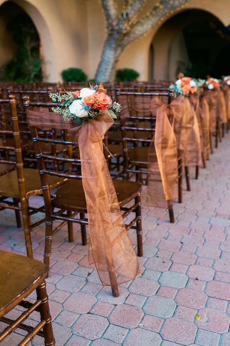 Terracota Wedding Theme Wedding Ceremony Decor, Simple Fall Wedding Aisle Decor, Ceremony Aisle Decor Outdoor Fall, Fall Wedding Pew Decorations, Fall Wedding Chair Decor, Terracotta Wedding Aisle Decor, Fall Wedding Isles Decoration Indoor, Fall Wedding Isles Decoration Outdoor, Fall Church Wedding Decorations