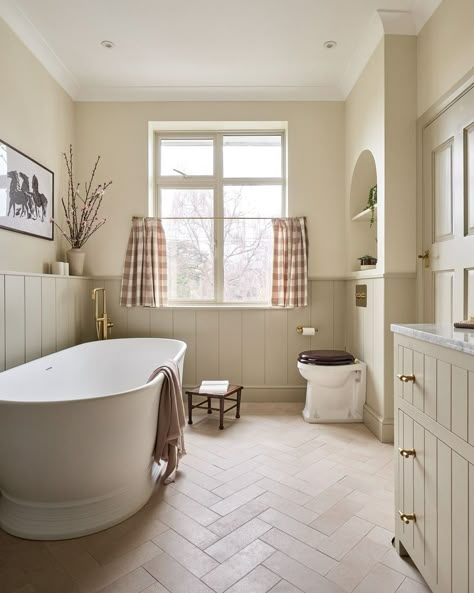 'The Malibu' vanity unit designed by @houseninedesign takes centre stage in this stunning bathroom design by @simplybathroomsltd. Every detail, from the exquisite vanity unit to the captivating tile floors by @capietra, is meticulously curated for beauty and comfort. Captured beautifully by the talented @adamcarterphoto Would you want a bathroom like this? Reach out today! 🌐 www.parkerhowleynco.co.uk ☎ 03334440406 📧 enquiries@parkerhowleynco.co.uk #bathrooms #bathroomdesign #bathroom #i... Traditional Shower Room, White Company Bathroom, Panelled Bathroom Ideas, Checked Bathroom Floor, Cotswold Bathroom, Bathroom Ideas Traditional, Classic Timeless Bathroom, Paneled Bathroom, French Bathroom Design