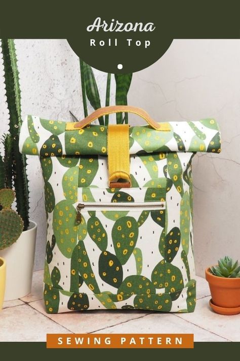 PDF Sewing pattern for the Arizona backpack. This roll top backpack sewing pattern is ideal to sew for a kids school bag, or for a casual backpack to sew for adults. With zipper pockets inside and out, there is plenty of storage and the roll top design makes it easy to sew and easy to use. SewModernBags Backpack Sewing Pattern, Backpack Pattern Sewing, Backpack Sewing, Roll Top Backpack, Diy Backpack, Pattern Backpack, Bag Pattern Free, Modern Bag, Backpack Pattern