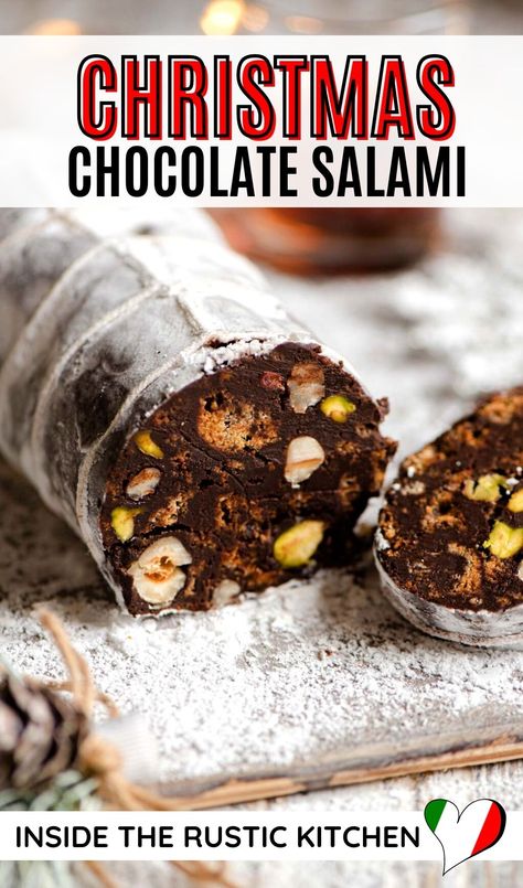 Chocolate Salami Recipe, Chocolate Salami, Italian Christmas Recipes, Dessert To Make, Amaretti Cookies, Fun Dessert, Dessert Aux Fruits, Christmas Food Gifts, Christmas Recipe