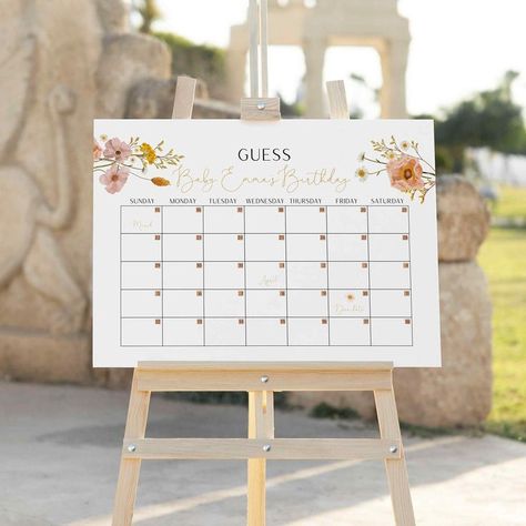 Wildflower guess baby's birthday calendar, Boho wildflowers game, Garden party sign, Modern welcome sign | INSTANT DOWNLOAD | W01 Game Garden, Modern Welcome Sign, Garden Baby Shower Theme, Envelope Address, Bohemian Baby Shower, Garden Baby Showers, Wildflower Baby Shower, Bohemian Baby, Spring Baby Shower