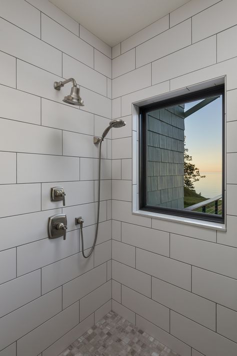 Large Subway Tile Bathroom Wall, Shower Large Subway Tile, 6x12 Tile Bathroom Shower Walls, Tile Shower Surround Ideas, 8x24 Subway Tile Bathroom, Large Bathroom Tiles Wall, Large White Subway Tile Bathroom, Shower Large Tile, Timeless Shower Tile Ideas