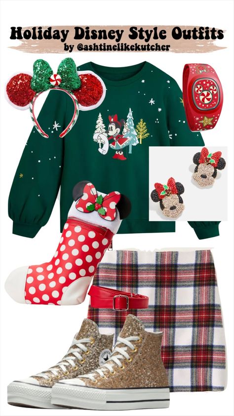 Disney Christmas Party Outfit Ideas, Disney Christmas Cruise Outfits, Disney At Christmas Outfits, Christmas Disney Outfits Women, Disney Christmas Party Outfit, Christmas Disneyland Outfit, December Disney World Outfits, Disney Holiday Outfits, Disney Christmas Outfits Women