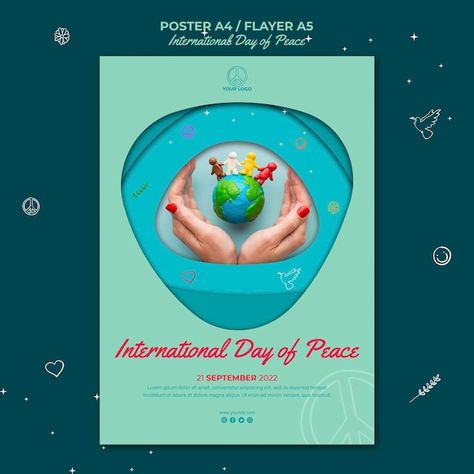 International day of peace poster | Free Psd #Freepik #freepsd #peace-day #world-peace #peace #international-day Letter Format Sample, Formal Letter, Poster Advertisement, Day Of Peace, Peace Poster, Green Leaf Background, International Day Of Peace, Abstract Watercolor Art, Letter Format