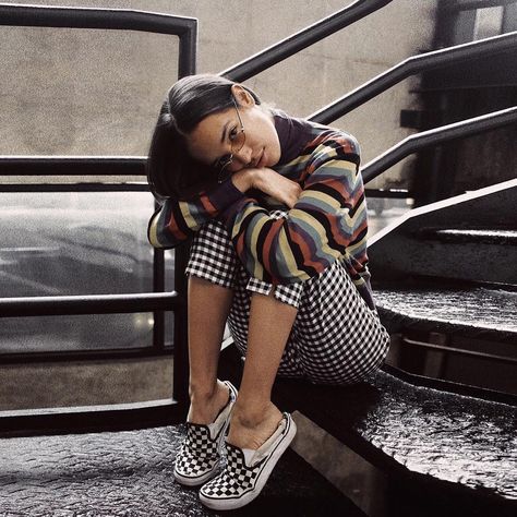 Checkered Vans Mixed Print Outfit Checkerboard Vans Outfit Women, Checked Vans Outfit, Checkerboard Vans Outfit, Vans Women Outfit, Vans Outfit Womens, Slip On Vans Outfit, Vans Slip On Outfit, Vans Checkerboard Outfit, Checkered Vans Outfit