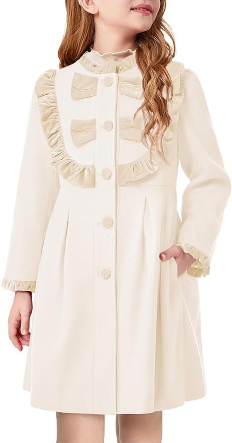 Amazon.com: Haloumoning Girls Dress Coat Kids Ruffle Button Down Cute Bow Long Winter Jackets with Pockets 3-12 Years: Clothing, Shoes & Jewelry Long Winter Jackets, Girls Dress Coats, Cream Colored Dress, Long Winter Jacket, Cream Color Dress, Dress Coat, Long Winter, Kids Coats, Cute Bow