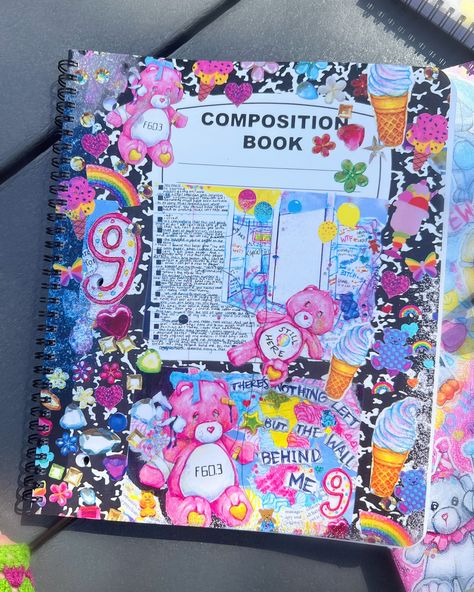 College ruled spiral notebook 8.5 by 11 inches  With composition notebook design and mental health collage  Made to order Decorated School Notebooks, Composition Notebooks Aesthetic, School Notebook Ideas, Amelia's Notebook, Drawing In Notebook, Health Collage, Cute Composition Notebooks, Ideas For Notebooks, Composition Notebook Aesthetic