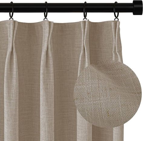 Amazon.com: 100% Blackout Shield Pinch Pleated Curtains 84 Inch Length 2 Panels Set, 100% Blackout Curtains for Bedroom/Living Room, Linen Blackout Curtains with Liner, Thermal Insulated Drapes,W40xL84,Beige : Home & Kitchen Curtain Farmhouse Ideas, Modern Cottage Curtains, Cozy Bedroom Curtain Ideas, Coastal Bedroom Curtain Ideas, Magnolia Curtains Joanna Gaines, Bedroom Black Out Curtain Ideas, Bedroom Drapes Ideas, Cozy Curtains Living Room, Pleated Curtains With Rings