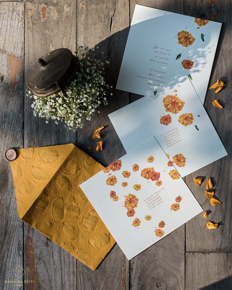 Creative Indian Wedding Invitations, Simple Wedding Invitations Indian Card Designs, Radhika Pitti Studio, Vintage Aesthetic Wedding Invitation, All In One Invitations Wedding, Simple Wedding Invitations Indian, Minimal Indian Wedding Invitation, Indian Kankotri, Handmade Wedding Invitations Indian