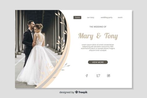 Template wedding landing page with image Free Vector | Free Vector #Freepik #vector #freewedding #freebusiness #freetechnology #freetemplate Wedding Cover Design, Wedding Album Design Layout, Wedding Photo Album Layout, Album Design Layout, Wedding Album Cover Design, Wedding Album Cover, Wedding Album Layout, Free Wedding Cards, Wedding Flyers