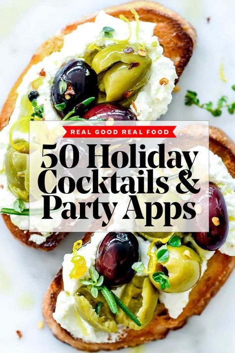 50 Holiday Appetizers & Drinks | Marinated Olives foodiecrush.com Holiday Cocktail Party Appetizers, Christmas Cocktail Party Appetizers, Xmas Appetizers, Mediterranean Orzo Salad, Cocktail Party Appetizers, Best Christmas Appetizers, Mediterranean Orzo, Happy Hour Food, Crostini Appetizers