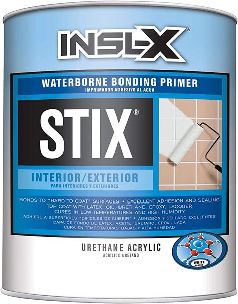 INSL-X SXA11009A-04 Stix Acrylic Waterborne Bonding Primer, 1 Quart, White, Primer - Amazon Canada Best Ceiling Paint, Tile Refinishing, Built In Entertainment Center, Best Primer, Glossy Paint, Entertainment Wall, Masonry Wall, Paint Primer, Ceiling Fan In Kitchen