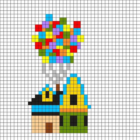 Là-haut - La maison Disney Perler Beads, Perler Bead Designs, Hama Art, Modele Pixel Art, Trendy Embroidery, Art Perle, Hama Beads Design, Perler Bead Templates, Kandi Patterns