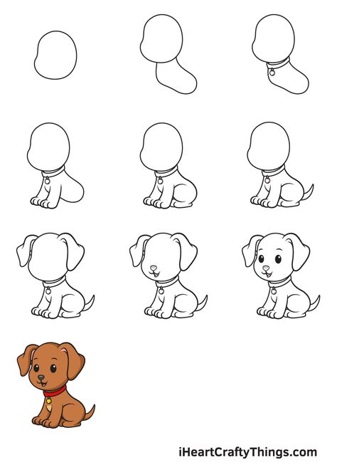 How To Draw A Simple Dog, How To Draw A Puppy Step By Step, Step By Step Dog Drawing, Dog Drawing Simple Step By Step, How To Draw A Animal, Dog Doodle Easy, How To Draw A Cute Dog, How To Draw A Puppy, Cartoon Dog Drawing Easy