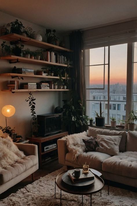 Give your small apartment a cozy feel with stylish decor tips for every aesthetic. From rustic to modern, these ideas bring warmth and character to any apartment! #SmallApartmentDecor #CozyHome #ApartmentStyle Moody Apartment White Walls, Lawyer Apartment, Industrial Modern Apartment, Industrial Loft Apartment Decor, Minimal Apartment Aesthetic, Rustic Apartment Aesthetic, Small Bachelor Apartment Ideas, Nyc Small Apartment Aesthetic, Small Nyc Apartment Aesthetic