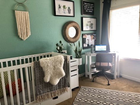 Half Nursery Half Office, Nursery And Office Combo Ideas, Nursery Office Combo Layout, Nursery And Office Combo, Baby Room And Office Combo, Office And Nursery Combo, Office Nursery Combo, Nursery Office Combo, Dual Office