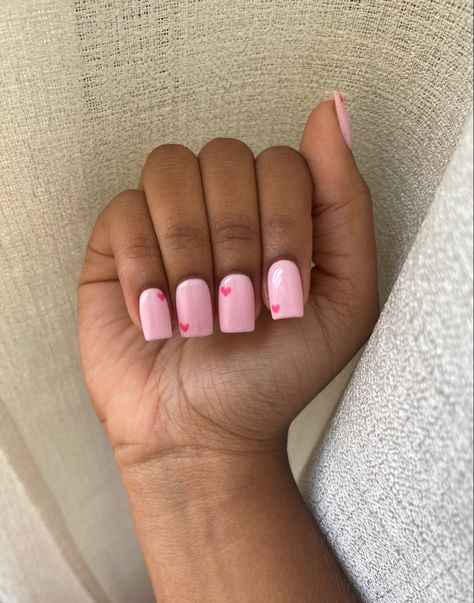 Simple Pink And White Nails, Beginner Nail Designs, Natural Nails Manicure, Cute Summer Nails, Pink Acrylic Nails, Square Acrylic Nails, Heart Nails, Best Acrylic Nails, Valentines Nails