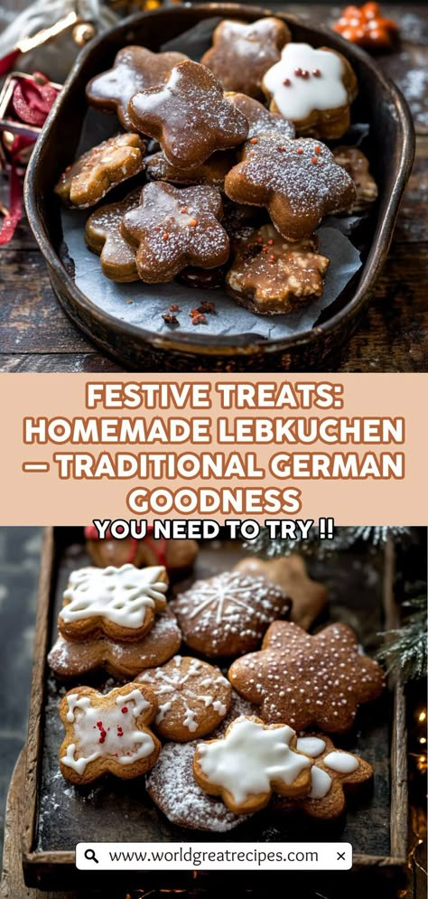 Indulge in the festive flavors of Lebkuchen, traditional German cookies that are sure to delight during the holiday season! Made with a harmonious blend of spices, honey, and nuts, these cookies are not only delicious but also steeped in rich history. Our comprehensive recipe walks you through the process of mixing, chilling, and baking these delightful treats, ensuring that you achieve the perfect texture and flavor. Traditional Lebkuchen Recipe, Holiday Finger Foods, Christmas Appetizer Recipes, Easy Make Ahead Appetizers, Best Christmas Appetizers, German Christmas Cookies, German Cookies, Recipe Appetizers, Christmas Appetizer