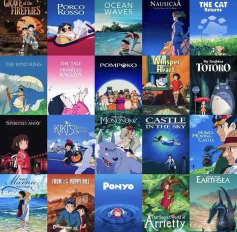 Cartoon Name List, Anime Names List, Studio Ghibli Movie List, All Studio Ghibli Movies, Good Animated Movies, Aesthetic Profile Picture Cartoon Soft, Cat Spirit, Wind Rises, Studio Ghibli Characters