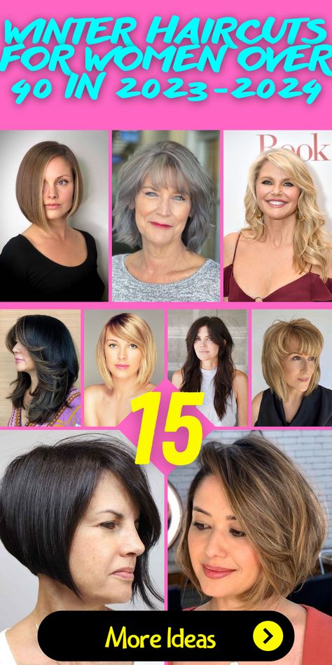 Embrace a new look with winter haircuts over 40 in 2023-2024. From sassy bobs to elegant pixie cuts, there's a style for every middle-aged woman looking to refresh her appearance. Explore medium-length layered options that add volume to fine hair, or go for a chic long blonde hair style that's popular this season. It's never too late to rock a new hairstyle and feel fabulous! Winter Haircut, Cool Haircuts For Women, Winter Haircuts, Haircuts For Women Over 40, Layered Pixie Cut, Winter Hairstyle, Perfect Blonde Hair, Layered Haircuts With Bangs, Bangs Bob