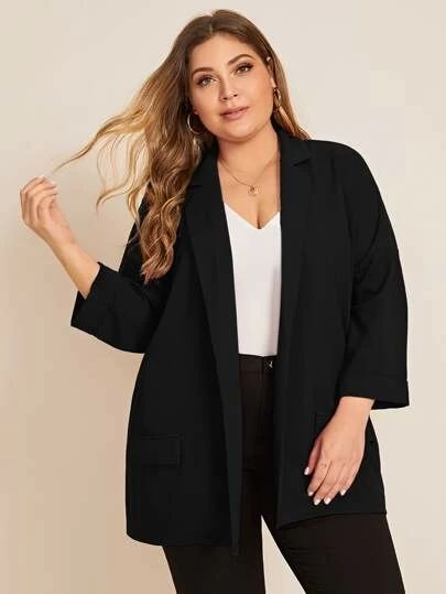 Shop New in Plus Size Clothing | New Arrivals| SHEIN USA Blazer Plus Size, Outfit Elegantes, Blazer Casual, Look Plus Size, Plus Size Suits, Plus Size Blazer, Plus Size Kleidung, Long Sleeve Blazers, Casual Blazer