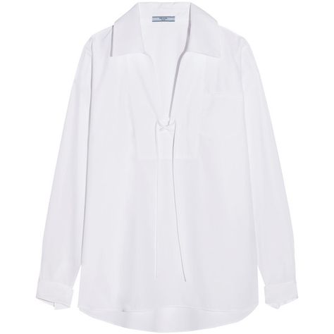 PradaOversized Cotton-poplin Blouse (11,475 MXN) ❤ liked on Polyvore featuring tops, blouses, shirts, clothing - ls tops, white, white blouse, oversized white blouse, loose white shirt, long white blouse and lace up shirt Loose White Shirt, Long White Blouse, Polyvore Chic, Long White Shirt, Oversized White Shirt, Poplin Blouse, White Shirt Blouse, Laced Up Shirt, White Long Sleeve Shirt