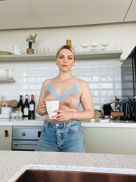 AT HOME WITH ESTÉE LALONDE – Dora Larsen Estee Lalonde, Dora Larsen, Colorful Lingerie, Missing My Friend, I Live Alone, Soft Cup, Pretty Cool, Feeling Great, Going Out