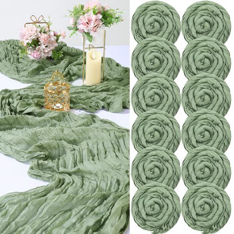 Passover Table Decorations, Gauze Table Runner, Party Cake Table, Arbor Decor, Cheesecloth Table Runner, Birthday Party Table Decorations, Green Table Runner, San Patrick, Rustic Table Runners