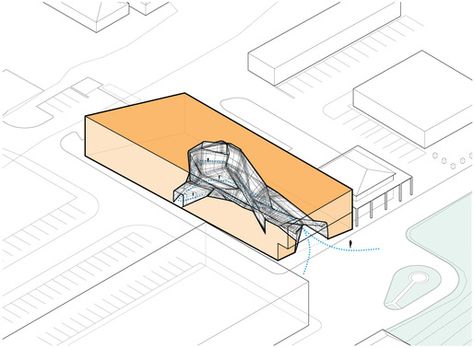 Diagram: interior void + mass. Illustration courtesy of Trahan Architects Architecture Diagrams, Photoshop Rendering, Sports Hall, Architecture Images, Concept Diagram, Study Architecture, Architecture Graphics, Architecture Concept Drawings, Sport Hall