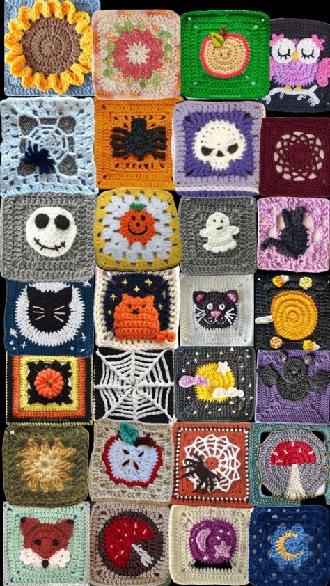 Halloween & Fall/Autumn Granny Squares - with Patterns. #crochet #grannysquare #diy #crochetinspo #autumn #fall #inspo #wallpaper #halloween Inspo Wallpaper, Crochet Square Blanket, Beginner Crochet Tutorial, Vintage Crochet Patterns, Halloween Crochet Patterns, Wallpaper Halloween, Crochet Design Pattern, Crochet Blog, Crochet Fall