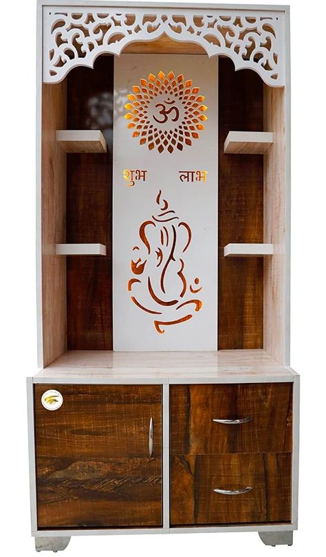 Simple Mandir Design For Home, Small Pooja Unit, Wooden Temple For Home, Bad Room Design, Durga Photo, Kitchen Wardrobe Design, Modern Tv Unit Designs, Down Ceiling Design, House Wall Design