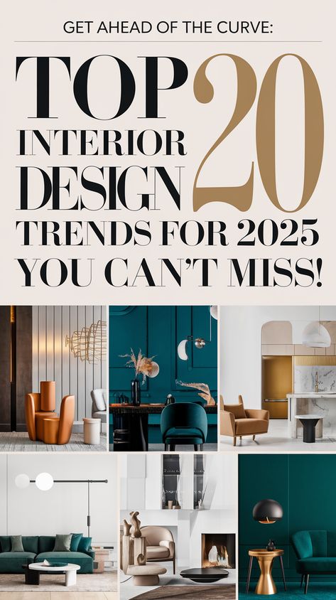 Discover the top 20 interior design trends for 2025, featuring bold colors, sustainable materials, and innovative decor ideas to elevate your living space. Perfect for home makeovers and stylish upgrades Decorating Colour Schemes, Interior Design Calming, Home Decor Design Styles, Interior Designers To Follow, Eclectic Interior Color Palette, Unique Rooms In A House, Statement Pieces Interior Design, Moody Neutral Home, Pops Of Color Interior Design