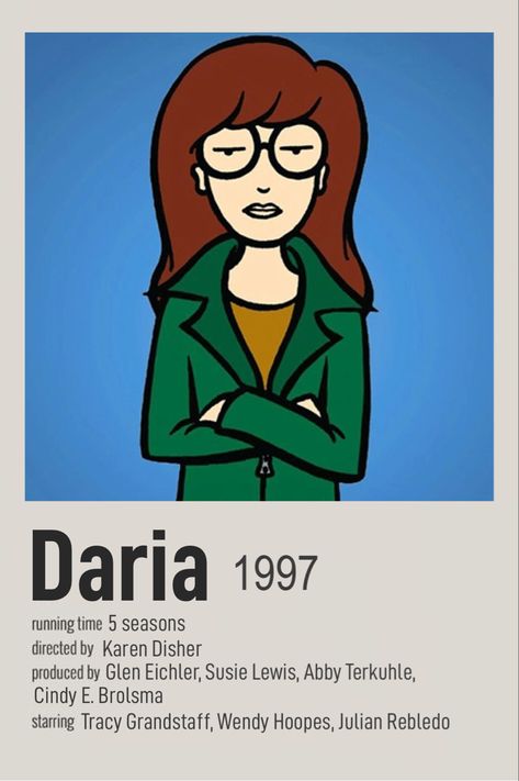 Daria Poster, Daria Aesthetic Wallpaper, Daria Wallpaper Iphone, Daria Show, Daria Polaroid Poster, Daria Background Characters, Daria Tv Show, Daria Mtv, Daria Morgendorffer