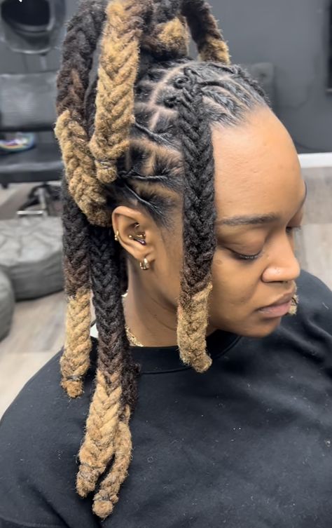 Cute Locs Hairstyles, Starter Locs Hairstyles, Braids On Locs, Women Loc Styles, Marley Locs, Mens Dreadlock Styles, Blonde Locs, Loc Ideas, Dreads Styles For Women